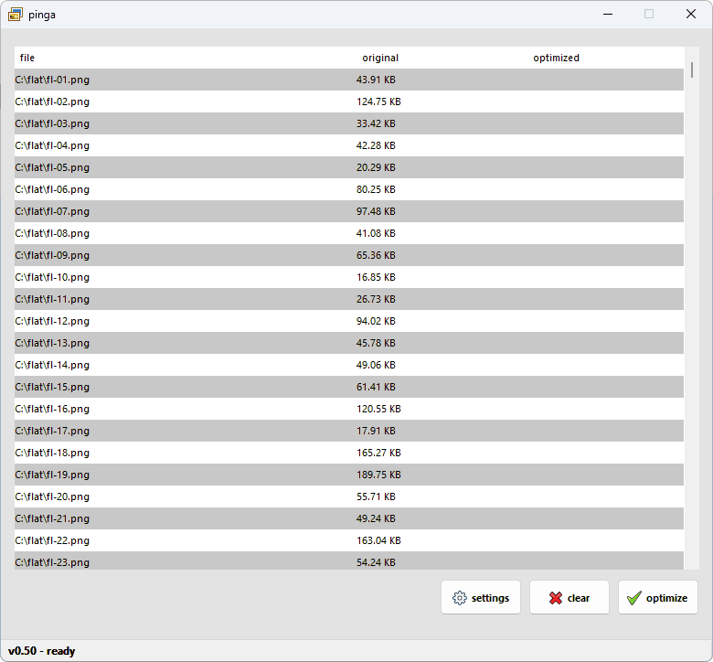 pinga list of files